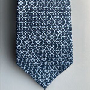Hickey Freeman Navy and Light Blue Geometric Tie